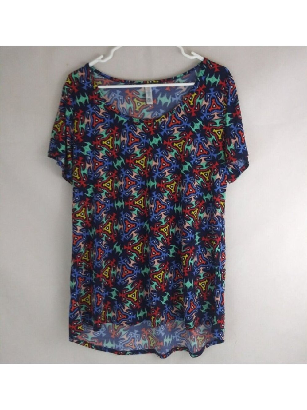 LuLaRoe Cap Sleeve Bright Colorful Abstract Shirt Size Large